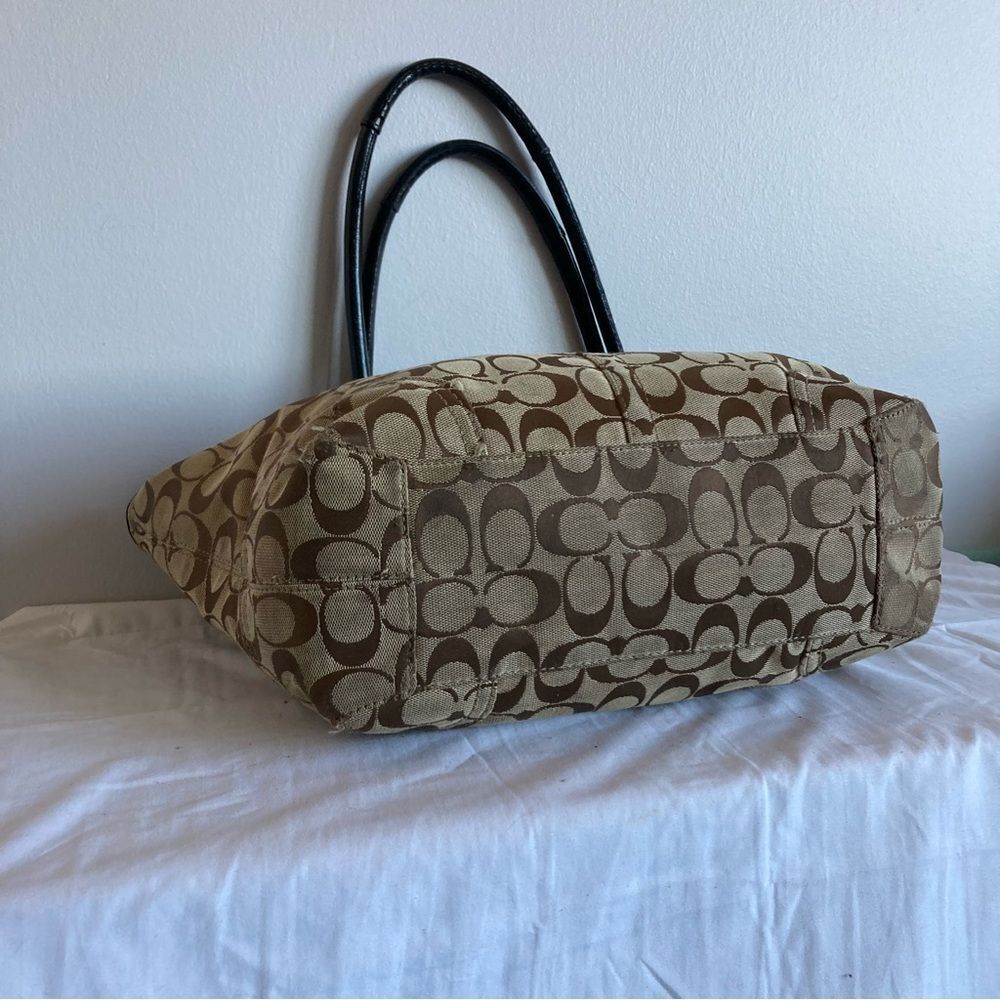 COACH Signature Bleecker Khaki Shoulder Bag Gallery Shopper Large Tote 14385 - Picture 7 of 9